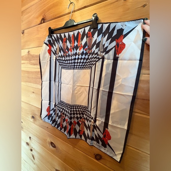 Vintage Mid Century Deco Modernist Stylish Ladies Neck Scarf Japan 1970s 3D - Picture 1 of 5